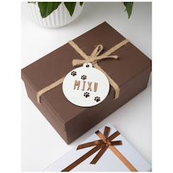 Linge de maison et décoration-Décoration-Boule de noël chien personnalisable en bois