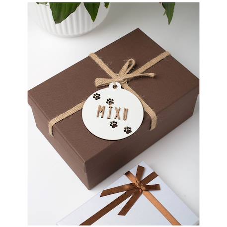 Boule de noël chien personnalisable en bois Beige+Blanc 6 - vertbaudet enfant 