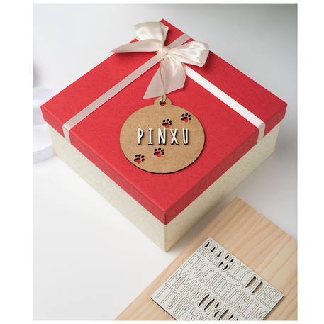 Boule de noël chien personnalisable en bois Beige+Blanc 3 - vertbaudet enfant 