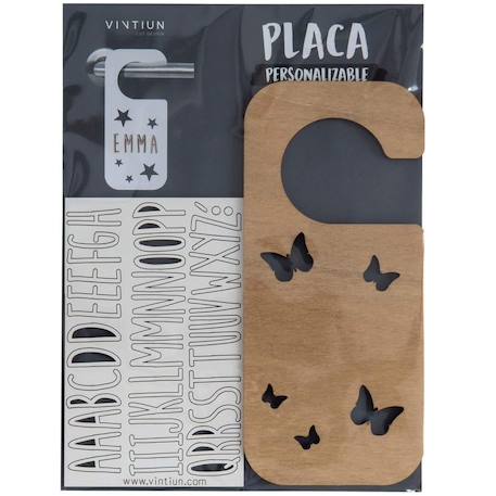 Accroche-porte personnalisable papillons Beige+Blanc 2 - vertbaudet enfant 