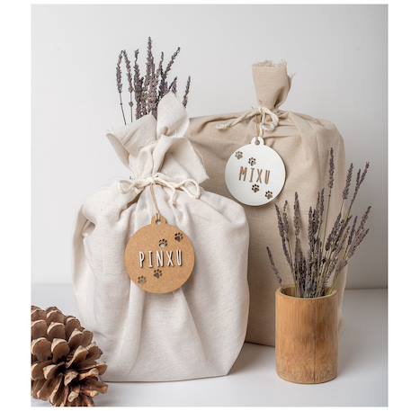 Boule de noël chien personnalisable en bois Beige+Blanc 10 - vertbaudet enfant 