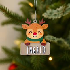 Linge de maison et décoration-Décoration-Renne de noël personnalisable en bois