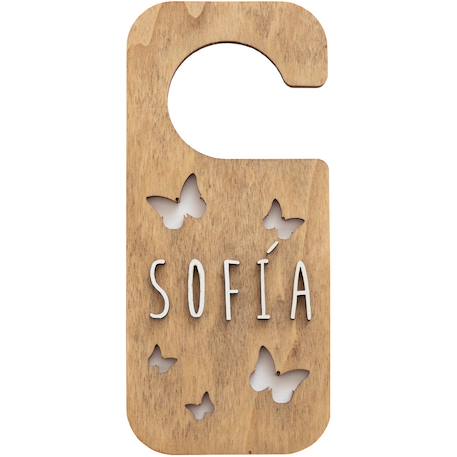 Accroche-porte personnalisable papillons Beige+Blanc 1 - vertbaudet enfant 