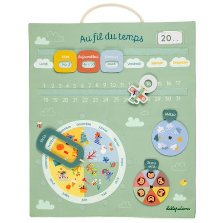 Calendrier ludique Au fil du temps Vert, jaune, bleu 1 - vertbaudet enfant 