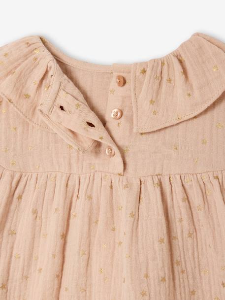Robe bébé gaze étoilée beige poudré 3 - vertbaudet enfant 