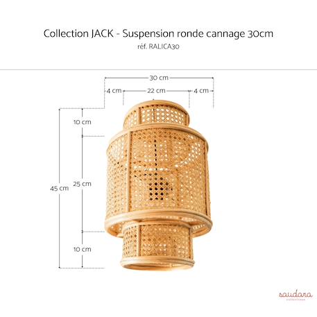 Suspension /abat-jour ronde cannage 30cm - jack Naturel 6 - vertbaudet enfant 