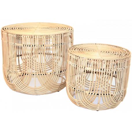 Tables basses rotin et métal /set de 2 tables basses - java Rotin blanchi 5 - vertbaudet enfant 