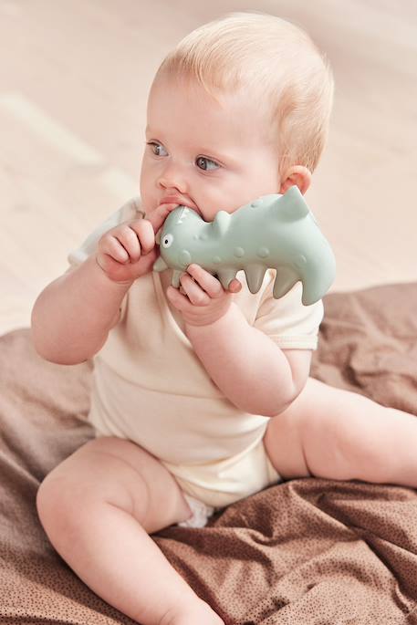 Anneau dentition Dinosaure mini Rose+Vert 7 - vertbaudet enfant 