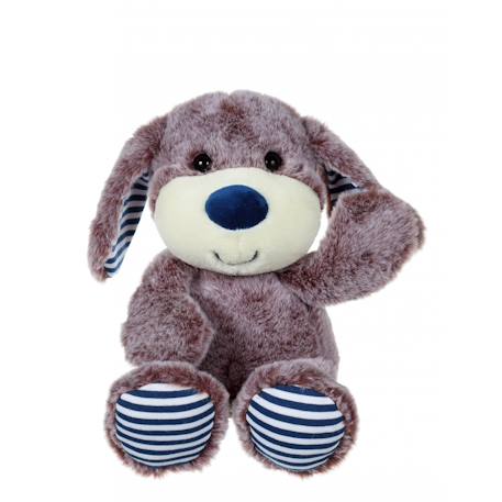 Peluche - peluche les marinières - peluche chien marron rayures bleues - 24 cm Bleu 2 - vertbaudet enfant 