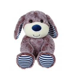 Jouet-Peluche - peluche les marinières - peluche chien marron rayures bleues - 24 cm