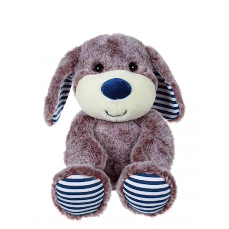 Peluche - peluche les marinières - peluche chien marron rayures bleues - 24 cm Bleu 1 - vertbaudet enfant 