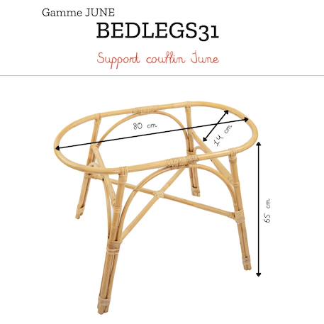 Pied de couffin en rotin, pour couffin 70x30cm Naturel 6 - vertbaudet enfant 