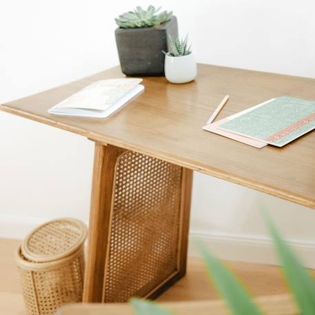 Bureau/console en bois et cannage - wocca Miel 2 - vertbaudet enfant 