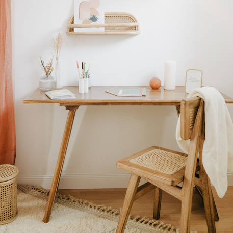 Bureau/console en bois et cannage - wocca Miel 4 - vertbaudet enfant 