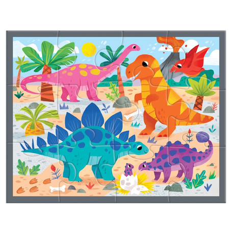 Puzzle - dinosaures 12 pièces Multicolor 1 - vertbaudet enfant 
