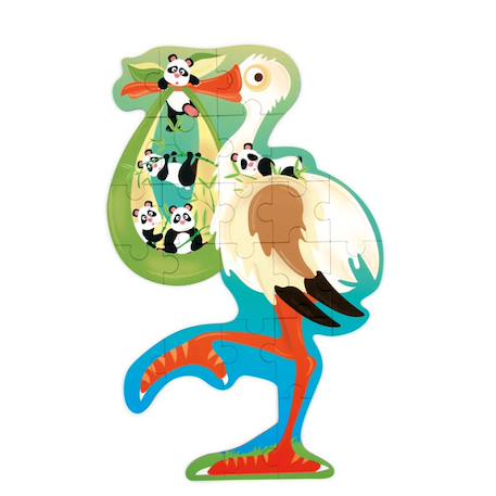 Contour puzzle - cicogne 24 pièces Multicolor 2 - vertbaudet enfant 