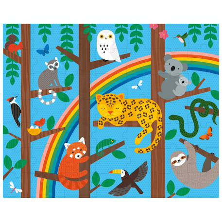 Puzzle double face - ménage des animaux Multicolor 2 - vertbaudet enfant 