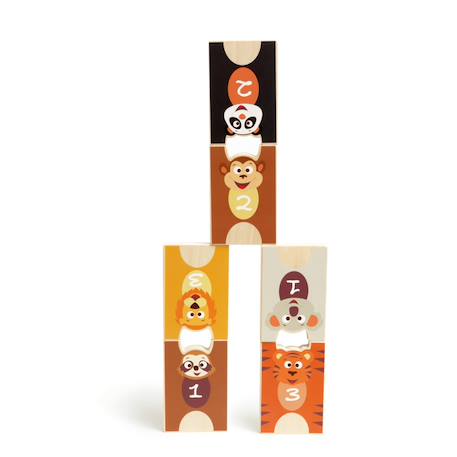 2 en 1 Jeu d'empilement et de quilles - animaux Multicolor 4 - vertbaudet enfant 