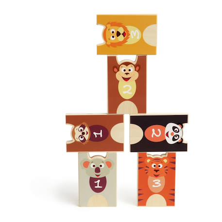 2 en 1 Jeu d'empilement et de quilles - animaux Multicolor 5 - vertbaudet enfant 
