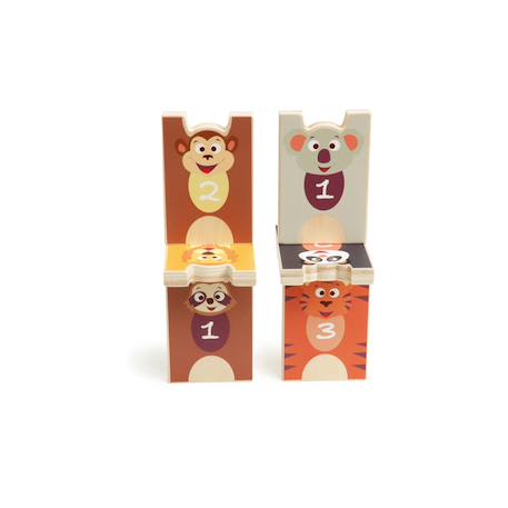 2 en 1 Jeu d'empilement et de quilles - animaux Multicolor 3 - vertbaudet enfant 