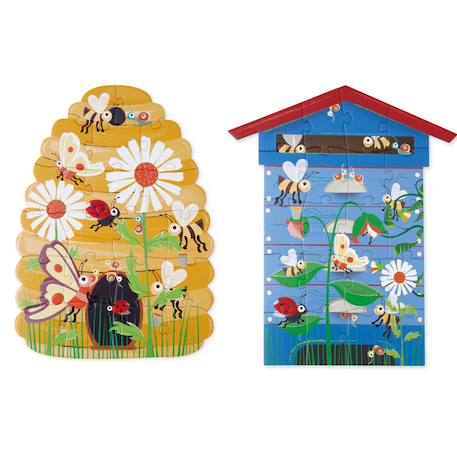 Puzzle 2 faces - abeilles Multicolor 1 - vertbaudet enfant 