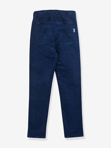 Pantalon droit en velours côtelé KUULU finkid avec renforts bleu jean+bordeaux 2 - vertbaudet enfant 