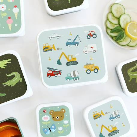 Lot de 4 boîtes à goûter véhicules Bleu, jaune, rouge 5 - vertbaudet enfant 