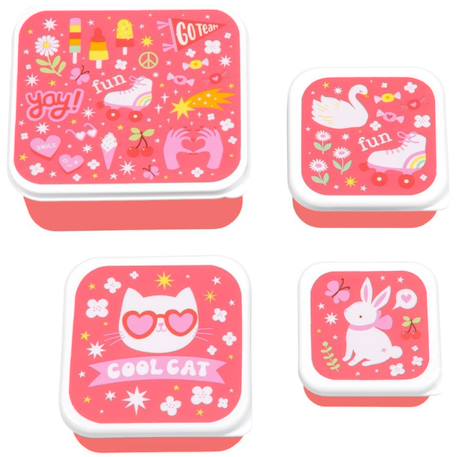 Lot de 4 boîtes à goûter fun Rose, blanc, rouge 2 - vertbaudet enfant 