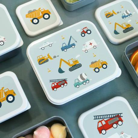 Lot de 4 boîtes à goûter véhicules Bleu, jaune, rouge 2 - vertbaudet enfant 