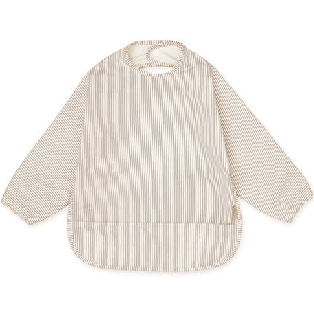 Bavoir à manches rayures marron Ecru, camel 1 - vertbaudet enfant 
