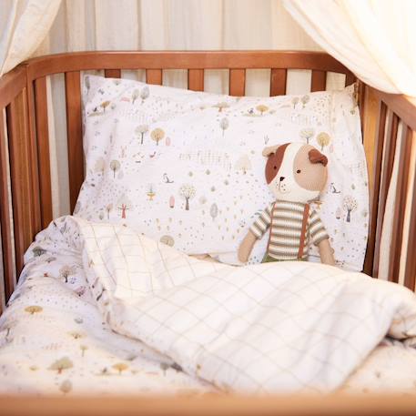 Housse de couette + taie d'oreiller tiny park (100 x 140 cm) Ecru, vert, jaune 3 - vertbaudet enfant 