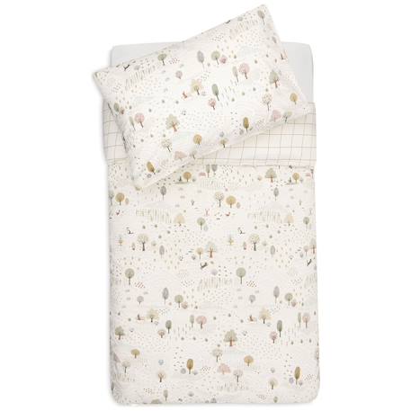 Housse de couette + taie d'oreiller tiny park (100 x 140 cm) Ecru, vert, jaune 1 - vertbaudet enfant 