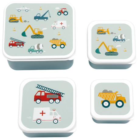 Lot de 4 boîtes à goûter véhicules Bleu, jaune, rouge 3 - vertbaudet enfant 