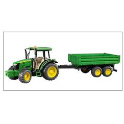 Jouet-Jeux d'imagination-Tracteur john deere 5115m avec remorque à ridelles