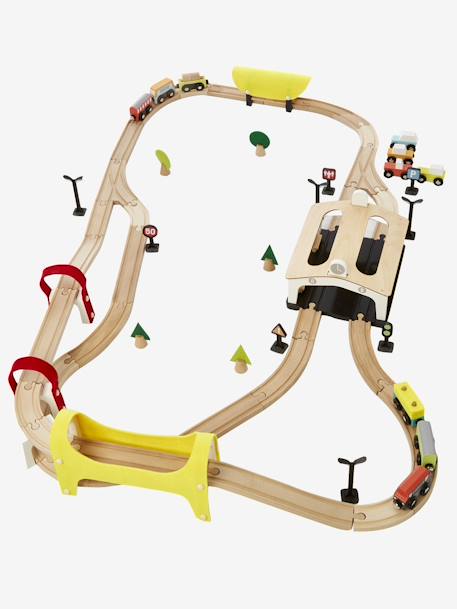 Circuit de train 66 pièces en bois FSC® multicolore 9 - vertbaudet enfant 