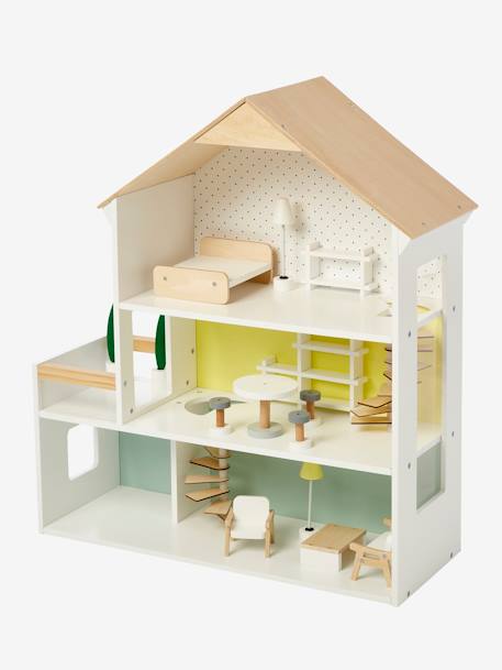Cuisine et maison de poupée en bois 2 en 1 pour enfant