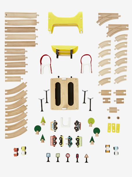 Circuit de train 66 pièces en bois FSC® multicolore 7 - vertbaudet enfant 