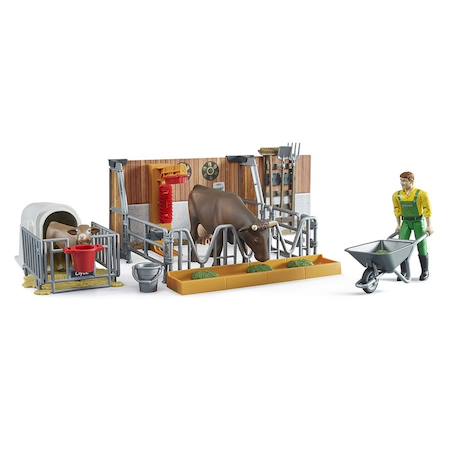 Bworld étable, vache et veau avec agriculteur Multicolore 1 - vertbaudet enfant 