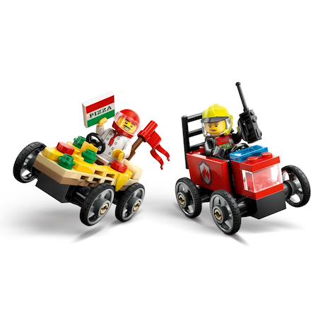 Lego city - pack de bolides de course : camion de pizza contre camion de pompiers - 60458 Multicolore 6 - vertbaudet enfant 