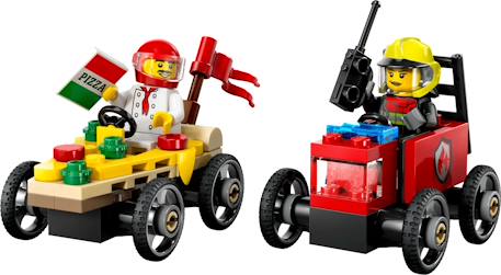 Lego city - pack de bolides de course : camion de pizza contre camion de pompiers - 60458 Multicolore 4 - vertbaudet enfant 