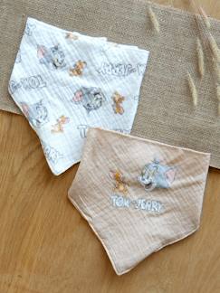 -Lot 2 bavoirs bandana bébé Tom et Jerry Looney Tunes en gaze de coton