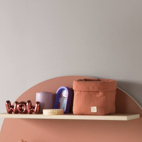 Panière de rangement en double gaze de coton - uni petale Beige+Rose+Rouge+Vert 9 - vertbaudet enfant 