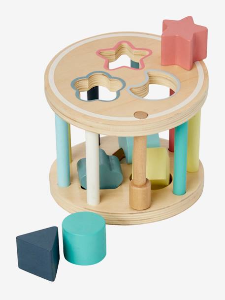 Boîte à formes cylindre en bois FSC® multicolore 2 - vertbaudet enfant 