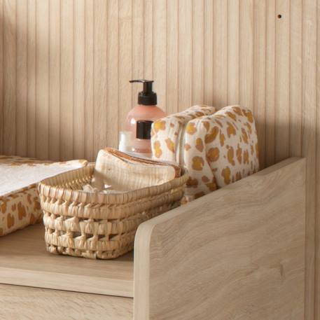 Trousse de toilette en gaze de coton imprimé léopard - leopard Ecru/noir+Ecru/rose 11 - vertbaudet enfant 