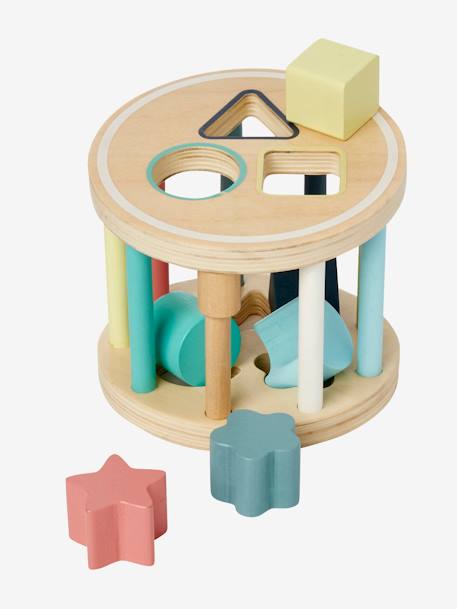 Boîte à formes cylindre en bois FSC® multicolore 1 - vertbaudet enfant 