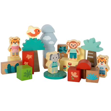 Blocs de construction en bois jungle friends Beige 3 - vertbaudet enfant 