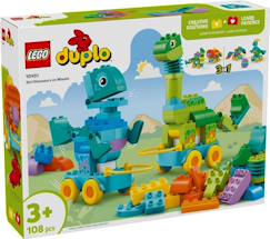 Jouet-Jeux d'imagination-Lego Duplo - set Dinosaures sur roues 3-en-1 - 10451