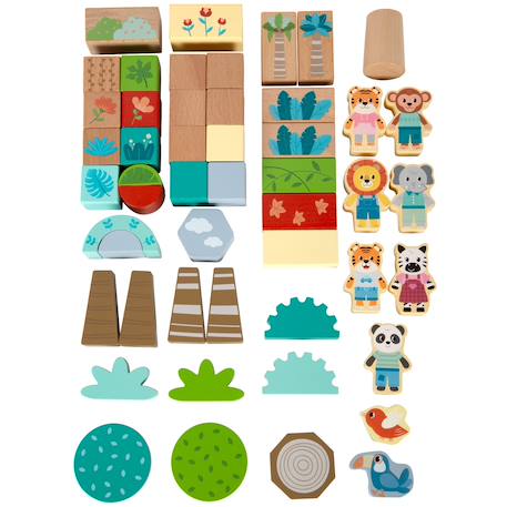 Blocs de construction en bois jungle friends Beige 4 - vertbaudet enfant 