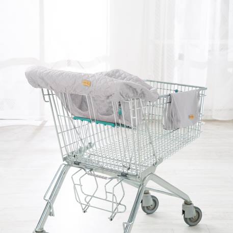 Protège-siège caddie bébé lavable + sac à dos de transport Anthracite+Gris argenté 7 - vertbaudet enfant 