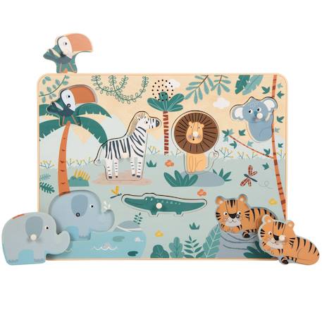 Puzzle sonore safari Bleu 3 - vertbaudet enfant 